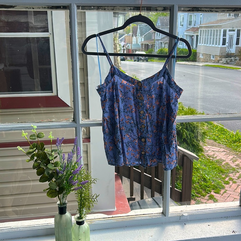 Pink Rose floral tank top